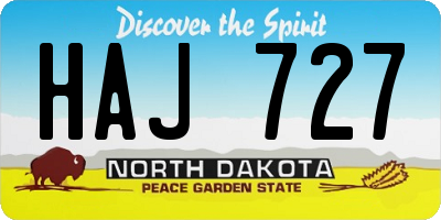 ND license plate HAJ727