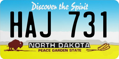 ND license plate HAJ731