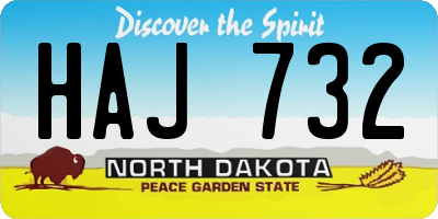 ND license plate HAJ732