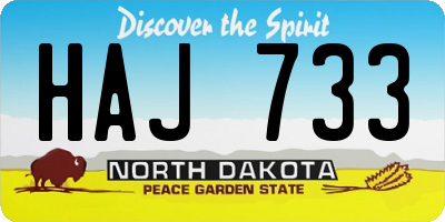 ND license plate HAJ733