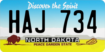 ND license plate HAJ734