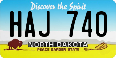 ND license plate HAJ740