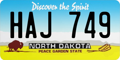 ND license plate HAJ749