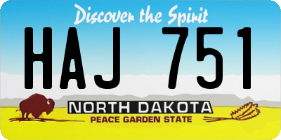 ND license plate HAJ751