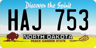 ND license plate HAJ753