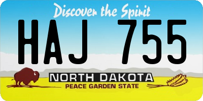 ND license plate HAJ755