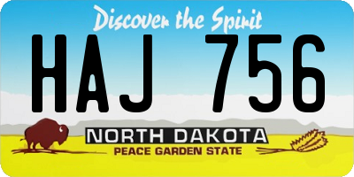 ND license plate HAJ756