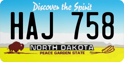 ND license plate HAJ758