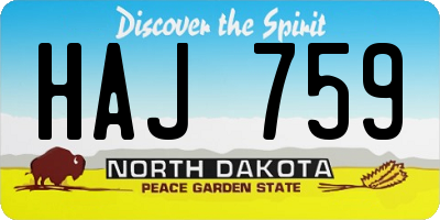 ND license plate HAJ759