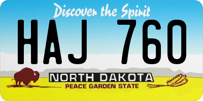 ND license plate HAJ760