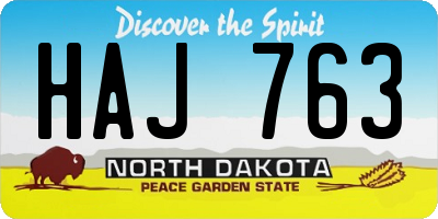 ND license plate HAJ763