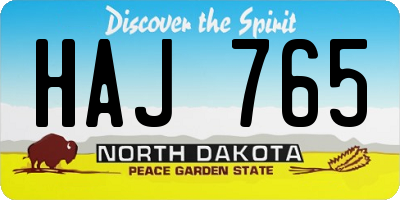 ND license plate HAJ765