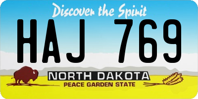 ND license plate HAJ769