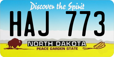 ND license plate HAJ773