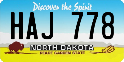 ND license plate HAJ778