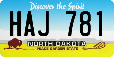 ND license plate HAJ781