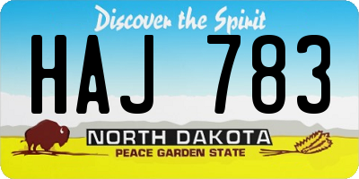 ND license plate HAJ783