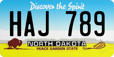 ND license plate HAJ789