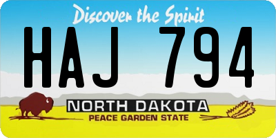 ND license plate HAJ794