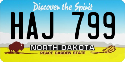 ND license plate HAJ799