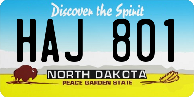 ND license plate HAJ801