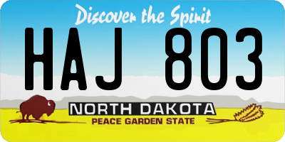 ND license plate HAJ803