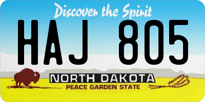 ND license plate HAJ805