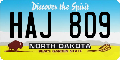 ND license plate HAJ809