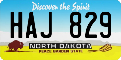 ND license plate HAJ829