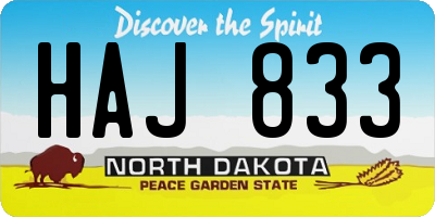 ND license plate HAJ833