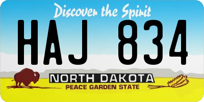 ND license plate HAJ834