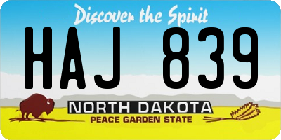 ND license plate HAJ839