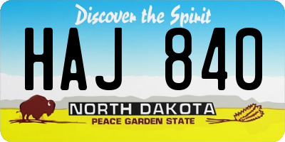 ND license plate HAJ840