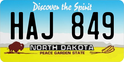 ND license plate HAJ849