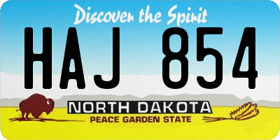 ND license plate HAJ854