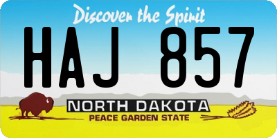 ND license plate HAJ857