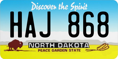 ND license plate HAJ868