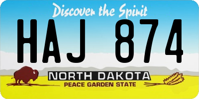 ND license plate HAJ874