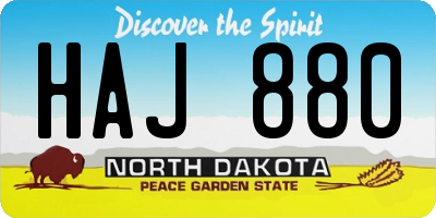 ND license plate HAJ880