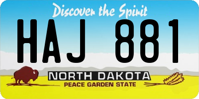 ND license plate HAJ881