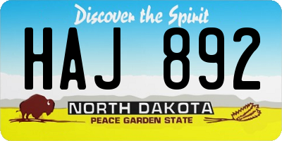 ND license plate HAJ892