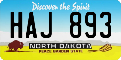 ND license plate HAJ893