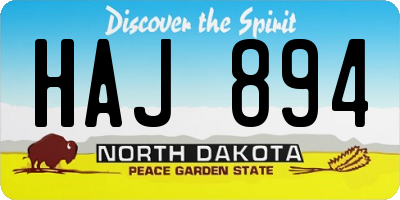 ND license plate HAJ894