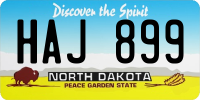 ND license plate HAJ899