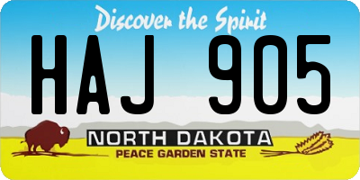 ND license plate HAJ905