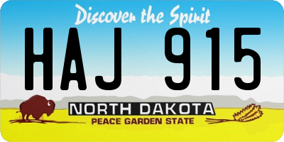 ND license plate HAJ915