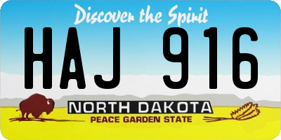 ND license plate HAJ916