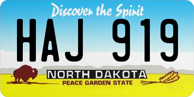 ND license plate HAJ919