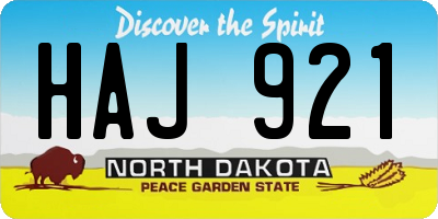 ND license plate HAJ921