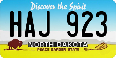 ND license plate HAJ923
